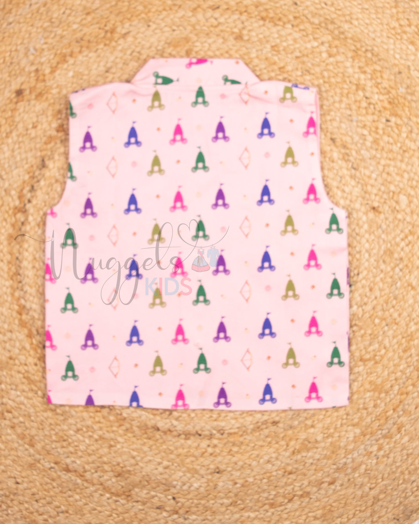 Ready to Ship: Wine Raw Silk Kurta And Chariots Printed Giza Cotton Jacket