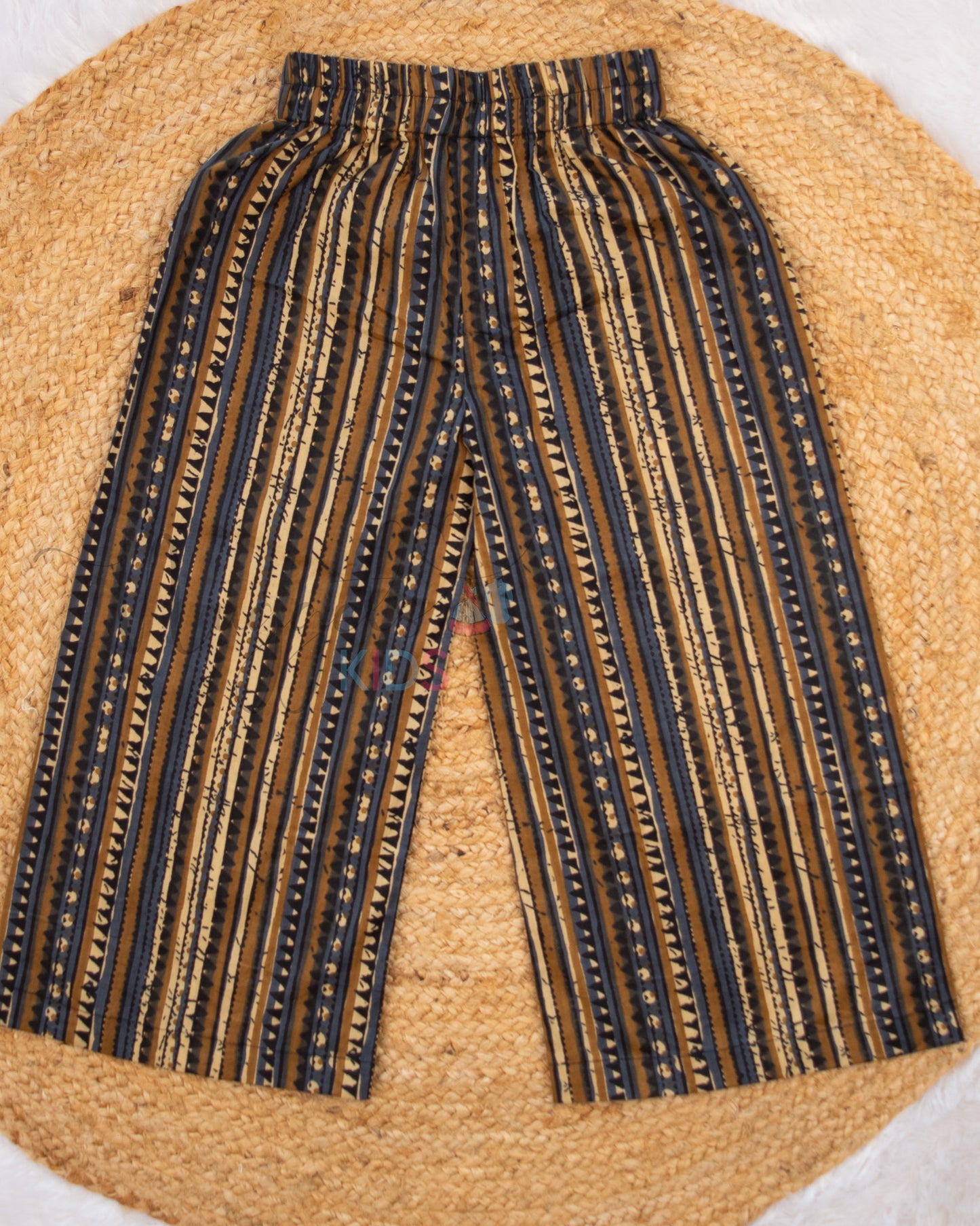 Ready to Ship: Grey and Brown Stripes Full Length Palazzo Pant