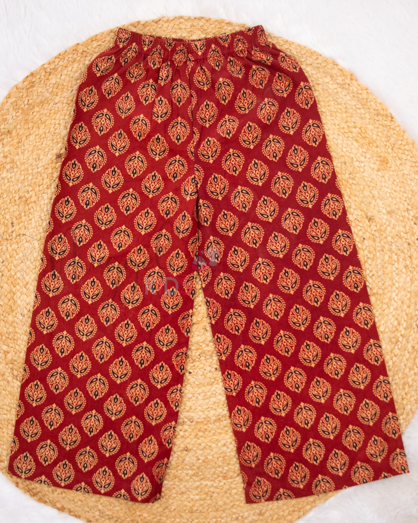 Ready to Ship: Red and Black Paisleys Three Fourth Palazzo