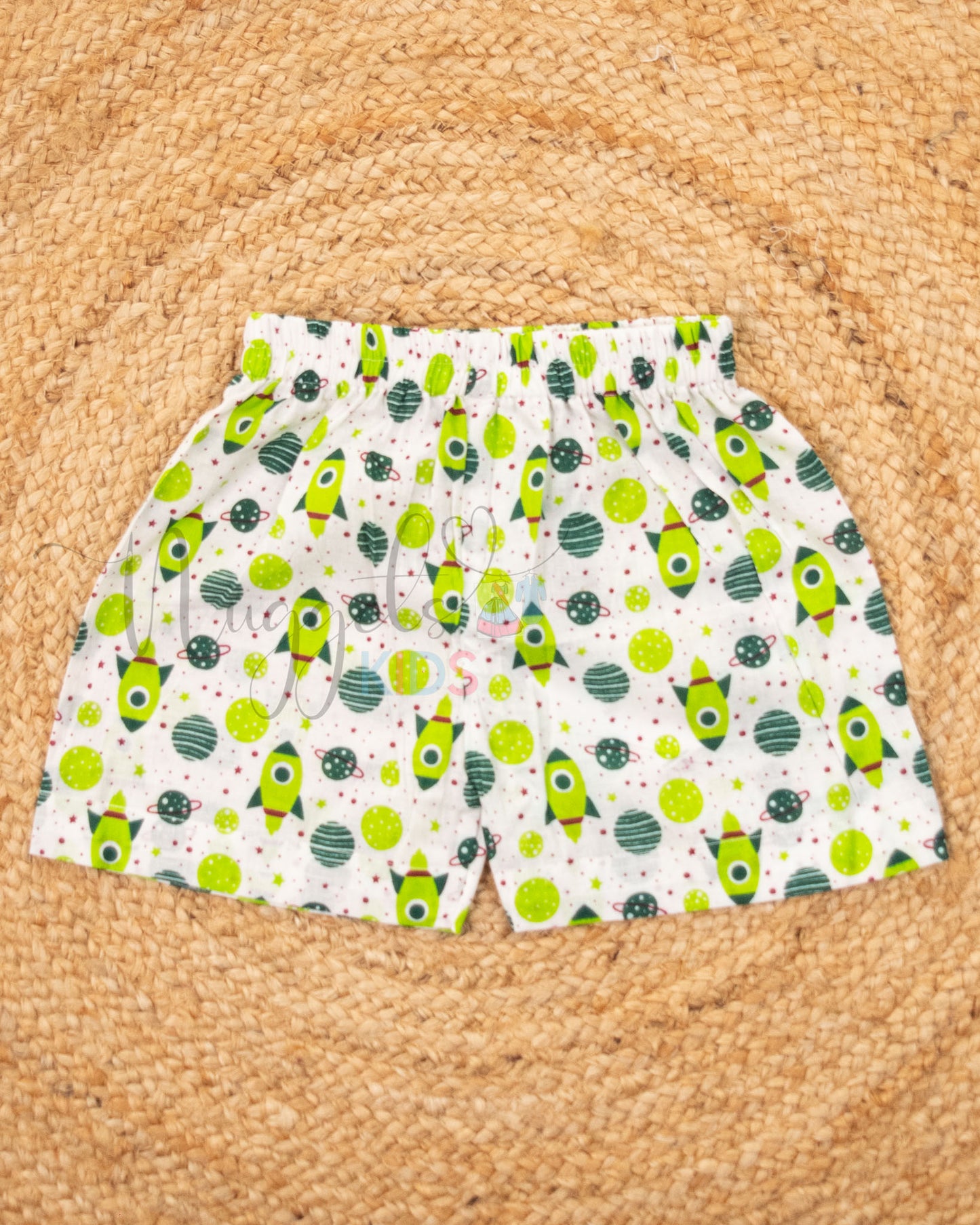 Ready to Ship: Rockets and Space Printed Jhabla and Shorts Set Made of 100% Pure Cotton