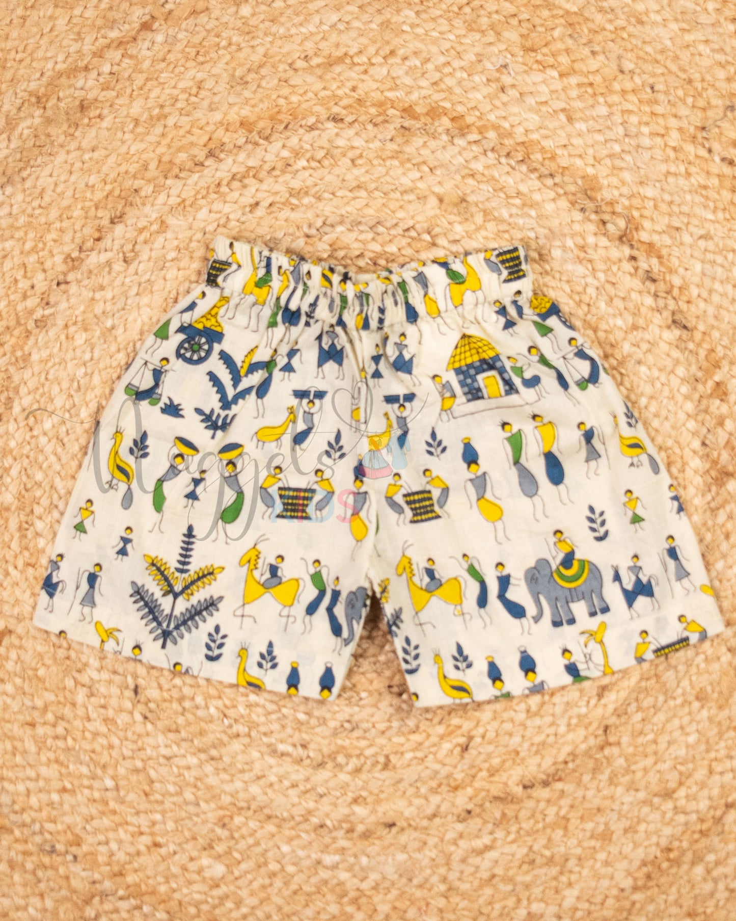 Ready to Ship: Worli Printed Jhabla and Shorts Set Made of 100% Pure Cotton