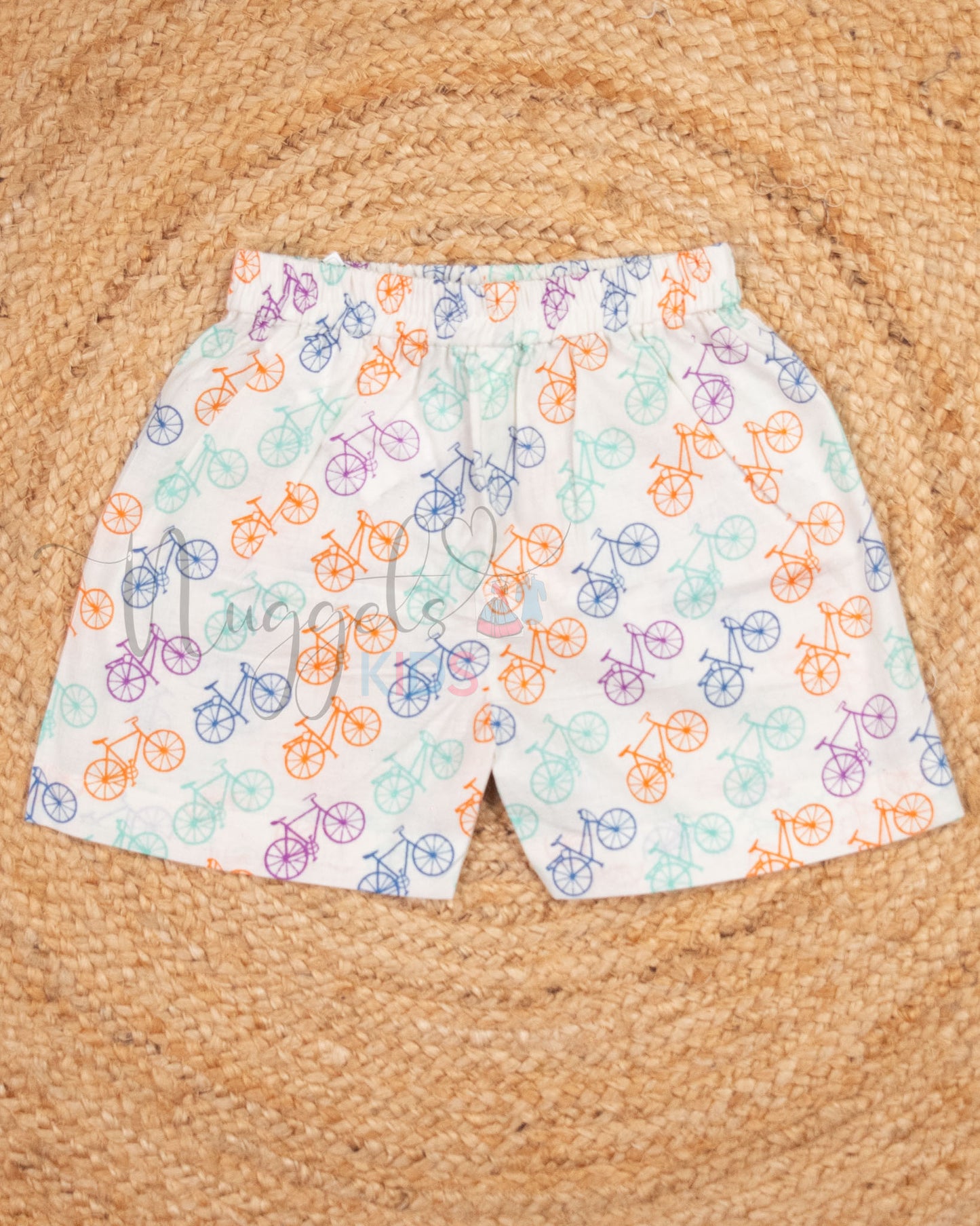 Ready to Ship: Bicycle Printed Jhabla and Shorts Set Made of 100% Pure Cotton