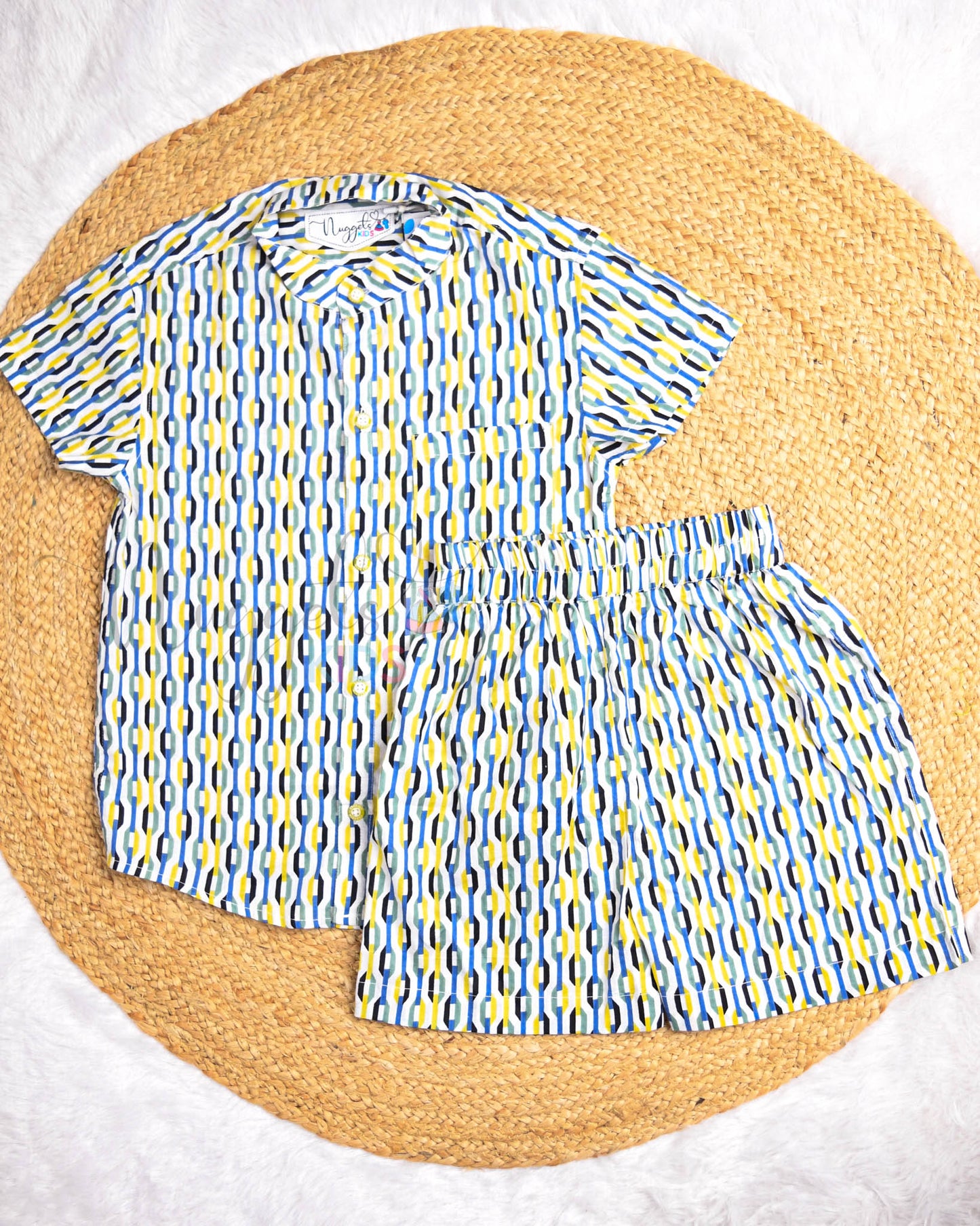 Ready to Ship: Chains Printed Cambric Cotton Co-Ords Set