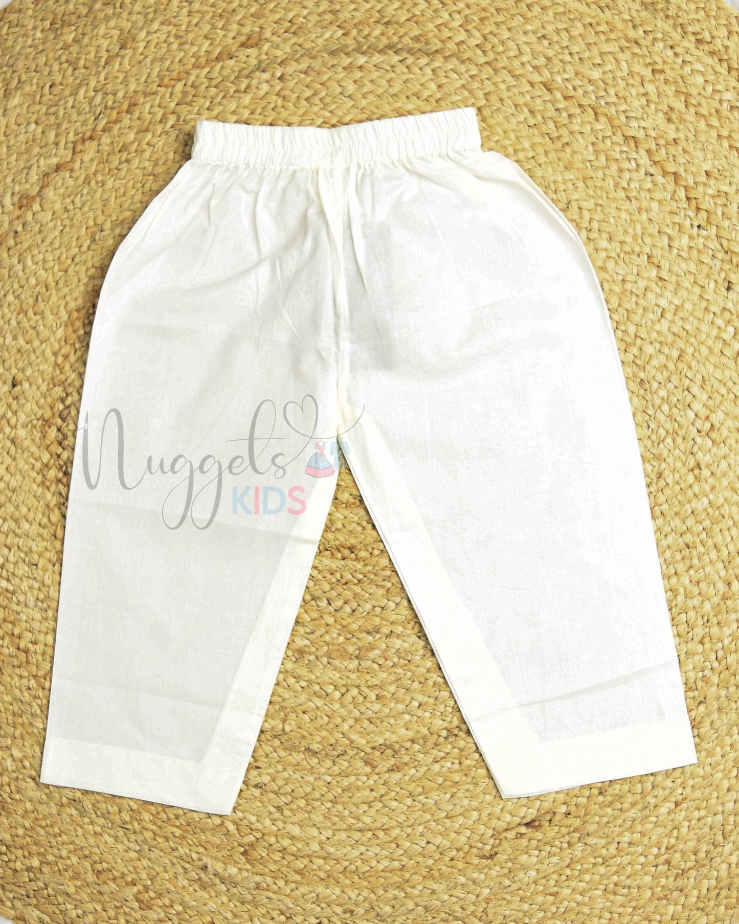 Ready to Ship: Off-white Pure Cotton Straight Pants