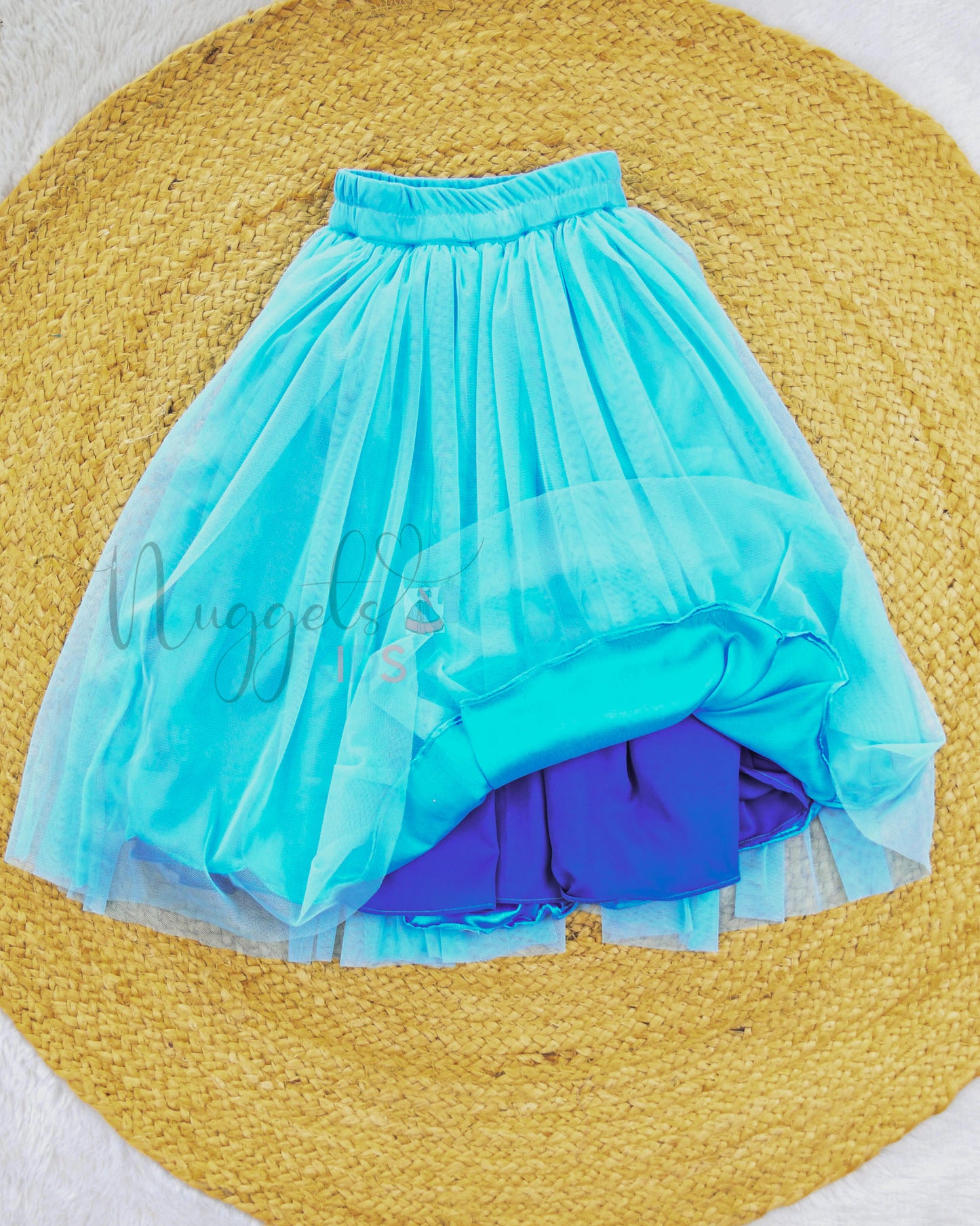 Ready to Ship: Sky Blue Netted Lehenga