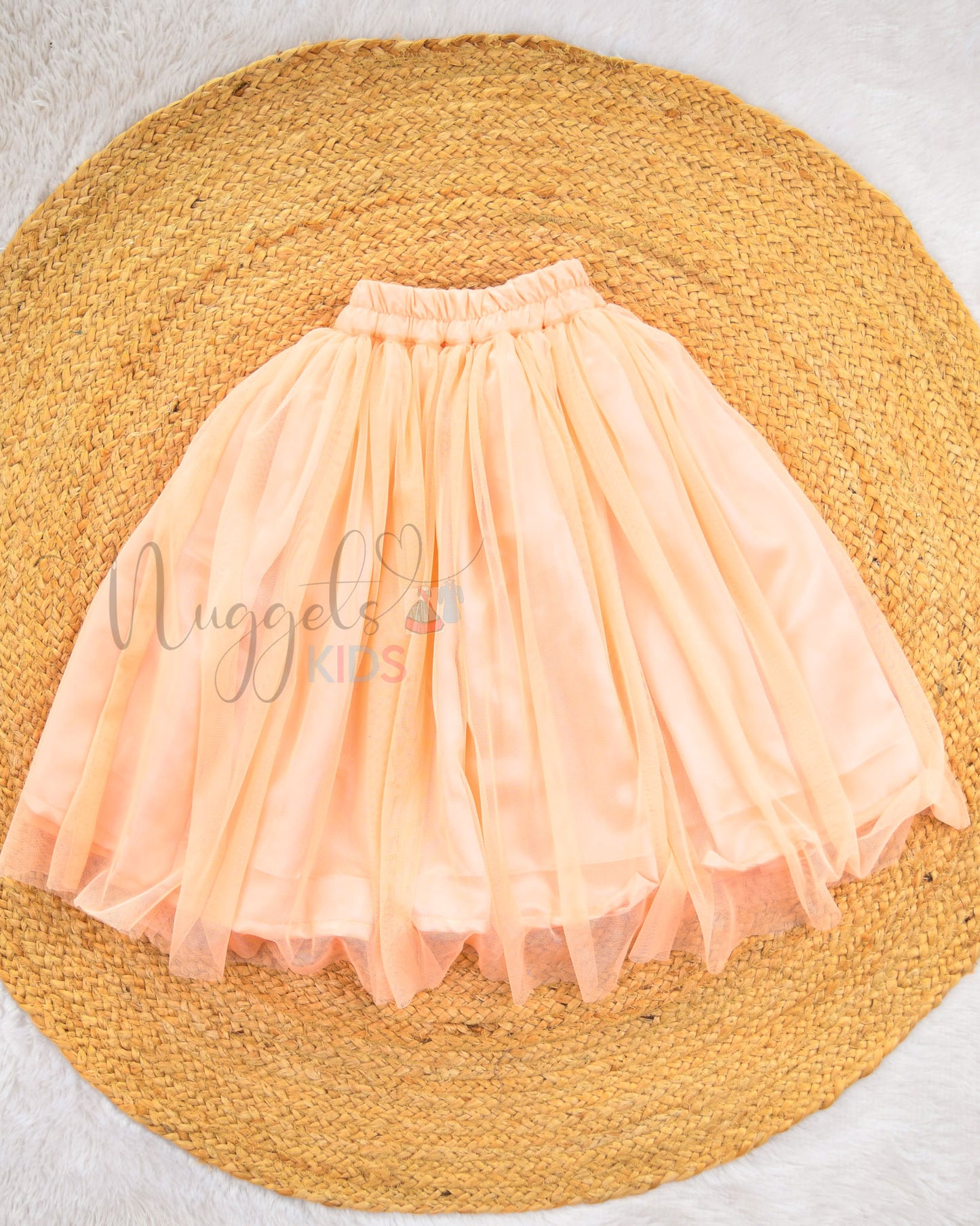Ready to Ship: Coral Pastels Netted Lehenga
