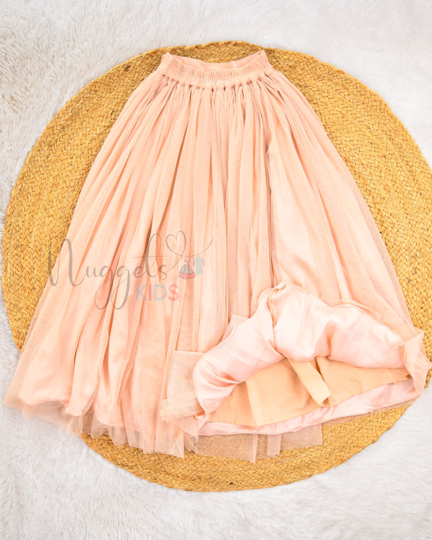 Ready to Ship: Peach Netted Lehenga