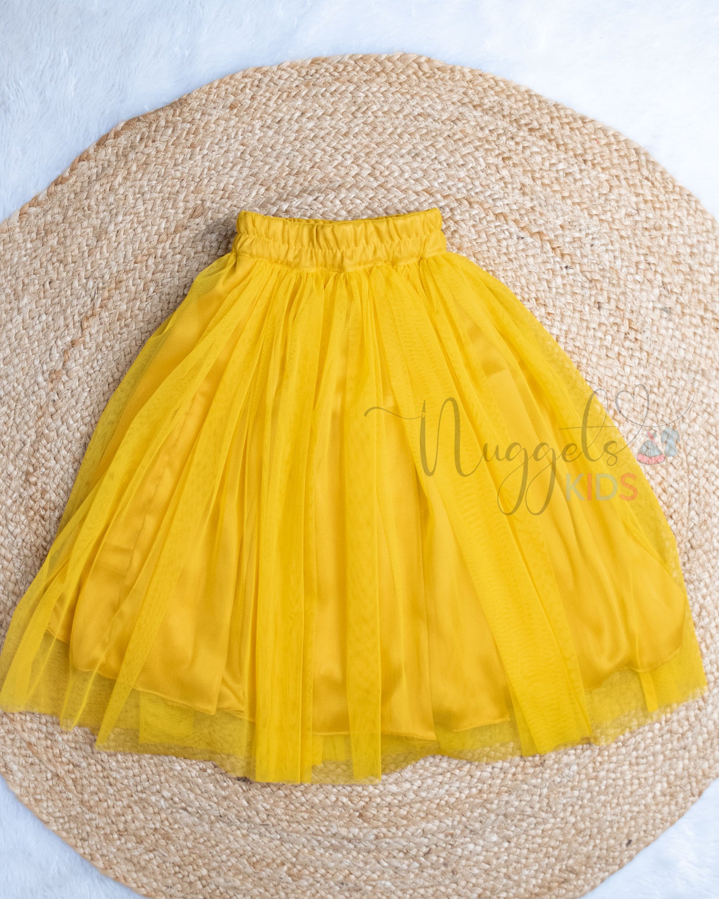 Ready to Ship: Mustard Yellow Netted Lehenga