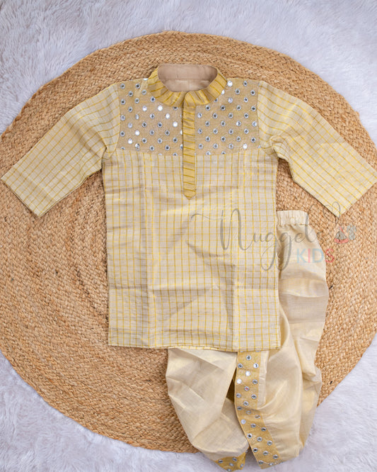 Pre Order: Golden Kasavu Kurta Dhodi set