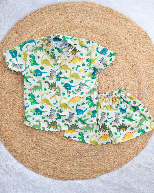 Ready to Ship: Dino Drift Linen Viscose Linen Co-ord Set