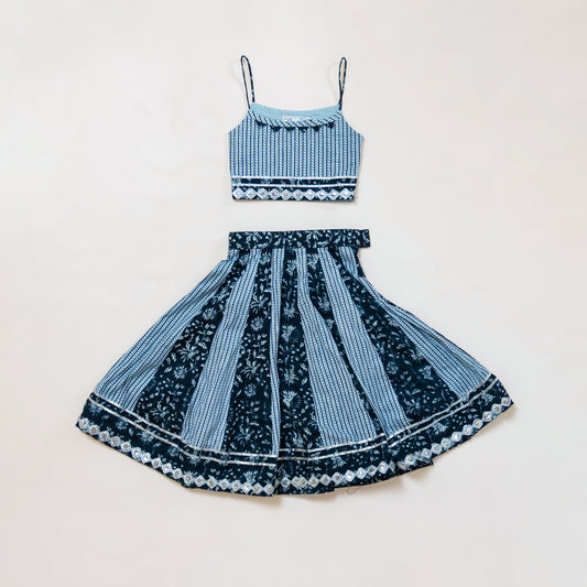 Pre Order: Black and Grey Cotton Designer Lehenga set with Lace Detailing