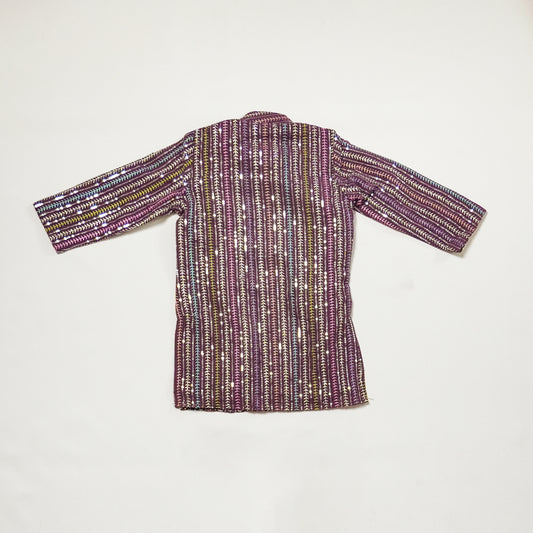 Pre Order: Wine Sequined Kurta Patiala Set with Attached Designer Flap