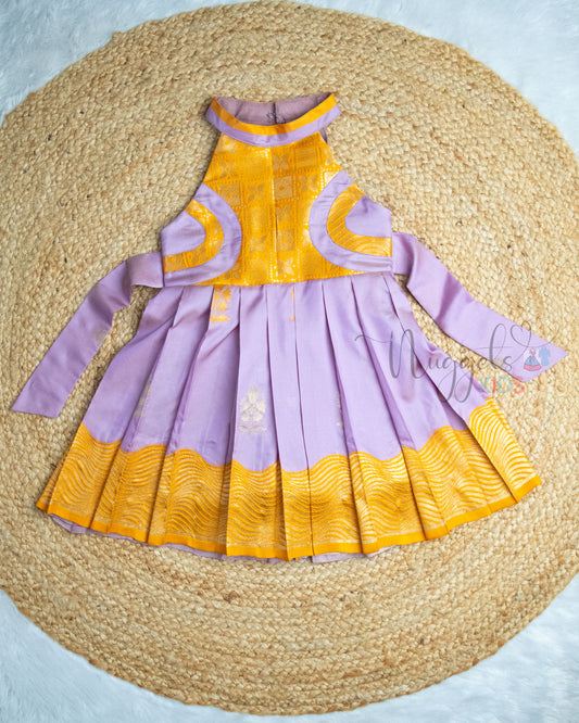 Ready to Ship: Lavender Premium Kanchi Halter Neck Frock with Wavy Borders