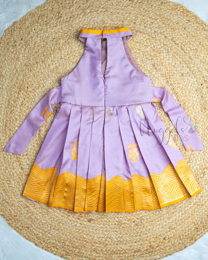 Ready to Ship: Lavender Premium Kanchi Halter Neck Frock with Wavy Borders