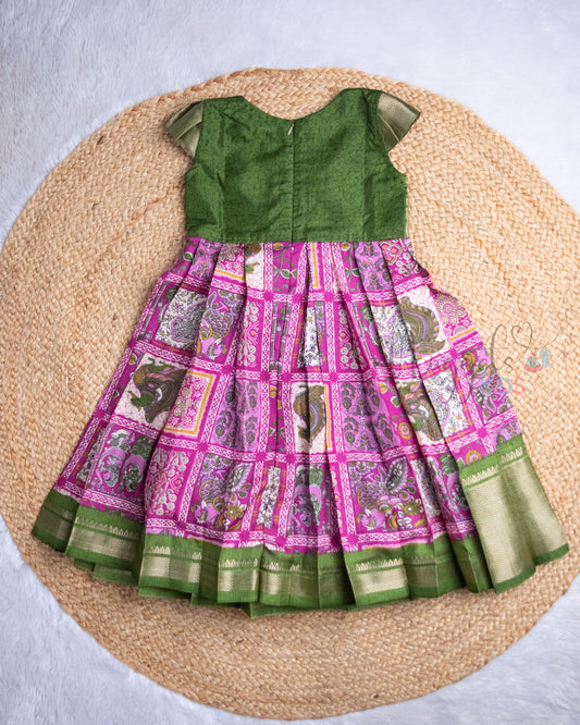 Ready to Ship: Annam Checks Semi Silk Frock with Pleated Cap Sleeves