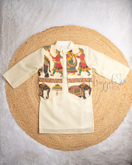 Pre Order: Golden Tissue Silk kurta Dhoti Sets