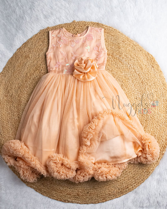 Pre Order: Coral pink Party Gown Frock
