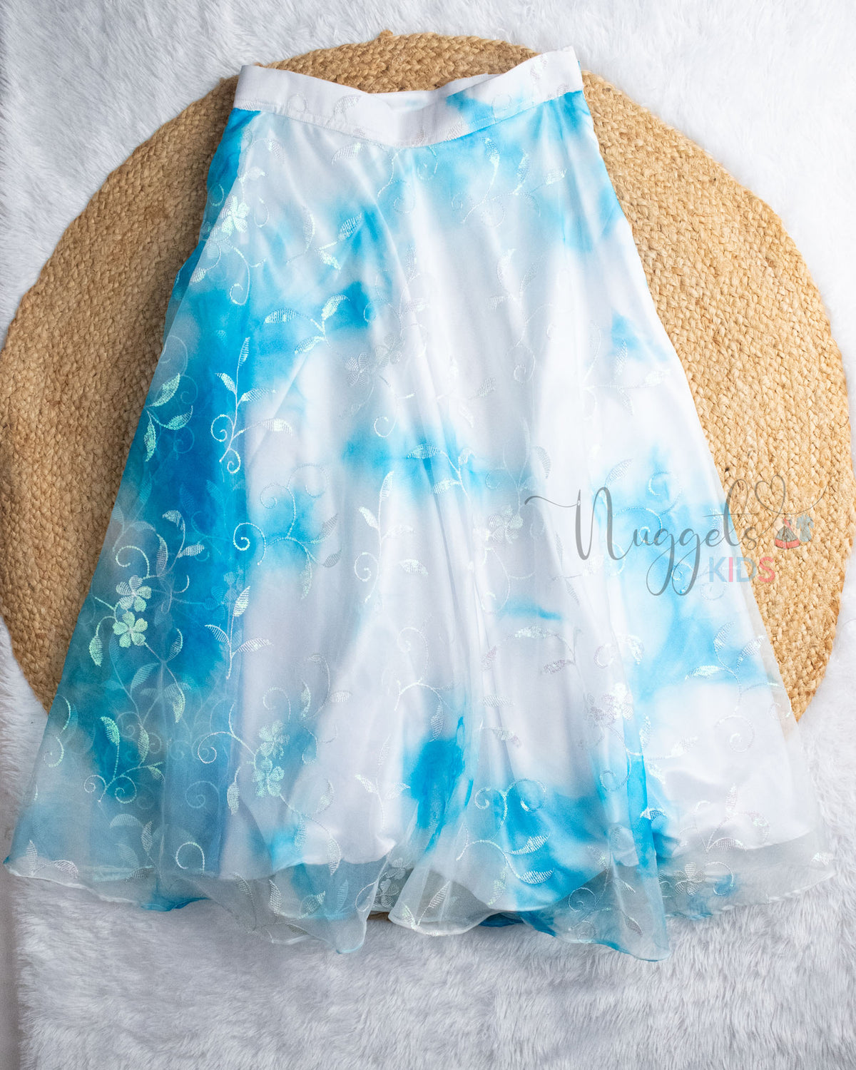 Pre Order: White Embroidered Top And Organza Lehenga