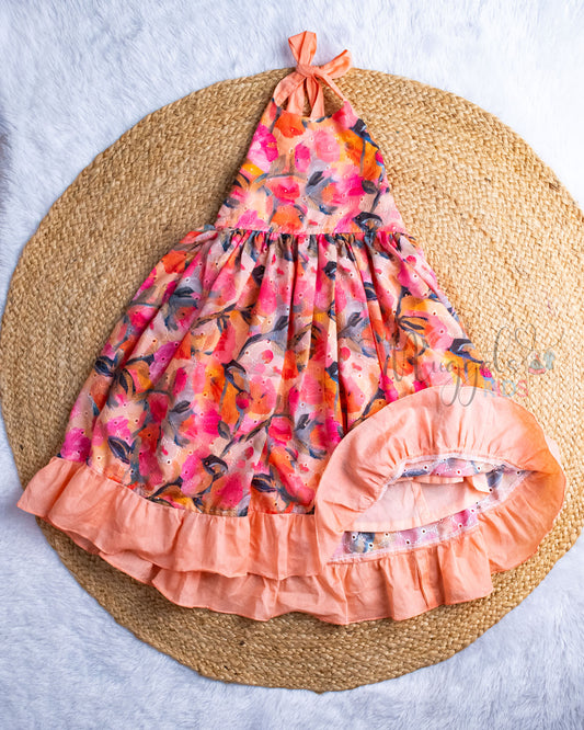 Ready to Ship: Orange Tie Back Hakoba Frock