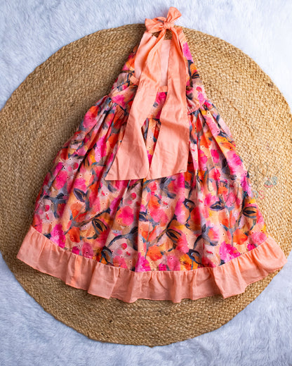 Ready to Ship: Orange Tie Back Hakoba Frock