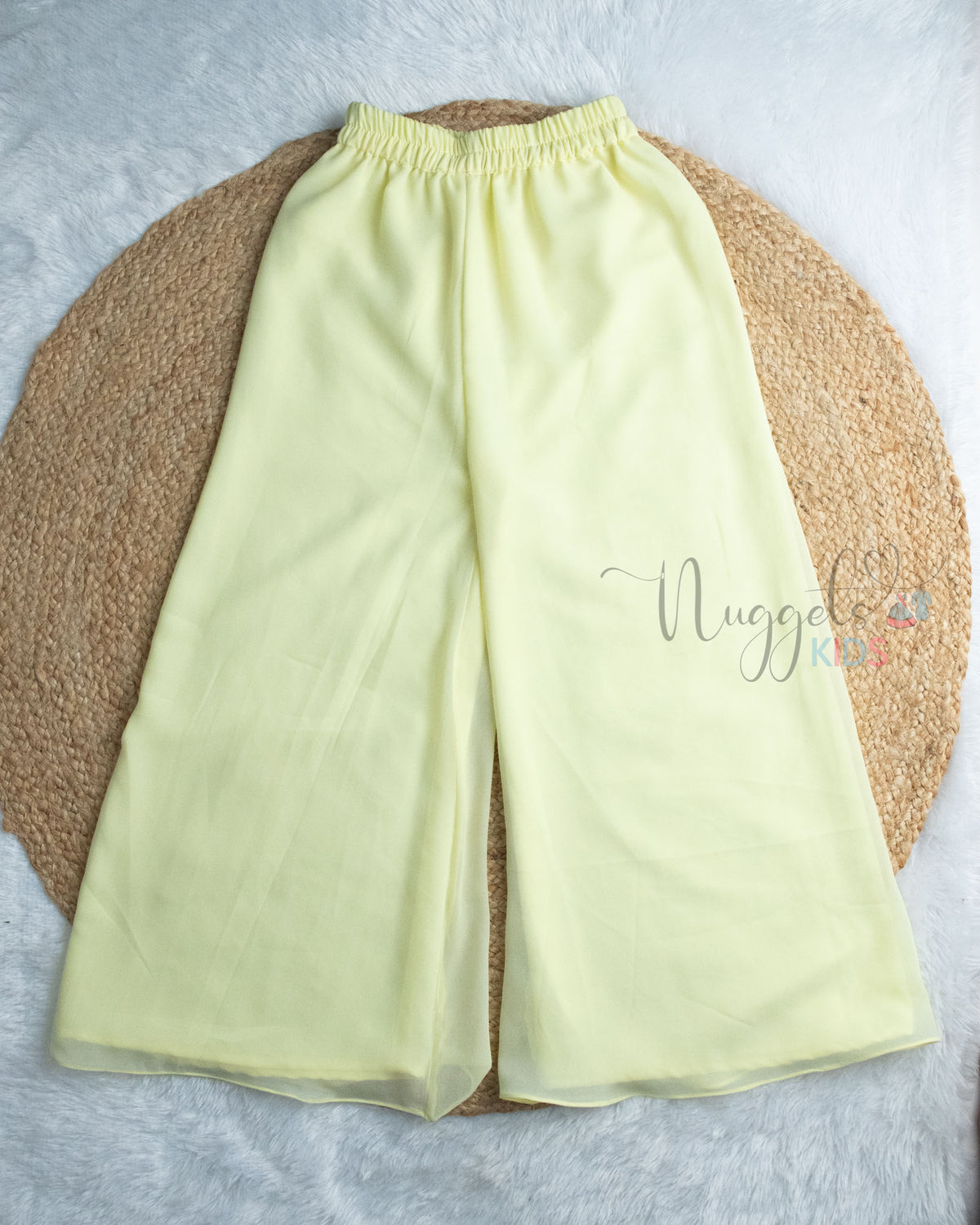 Pre Order: Melon Yellow Embroidered Top And Georgette Palazzo Pant