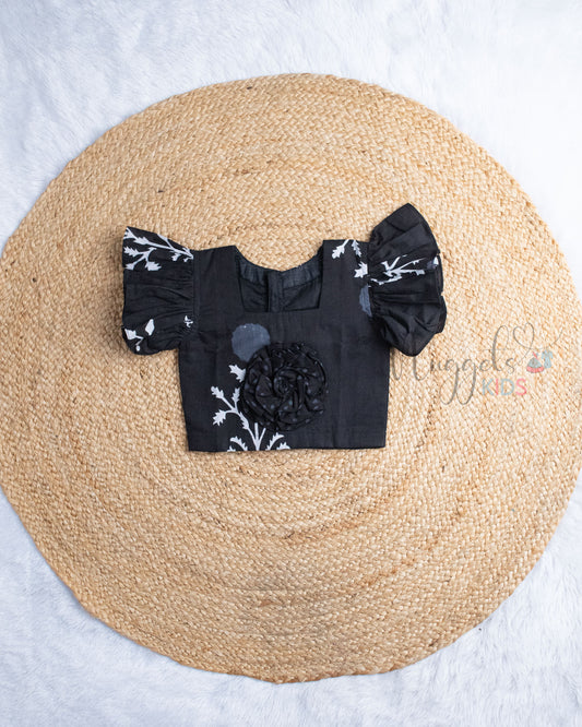 Ready to Ship: Black and White Cotton Shorts Set with Ruffle Sleeves Comfy Fit Shorts