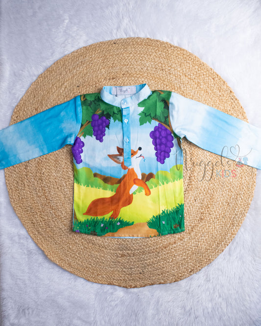 Ready to Ship:  Fox and Grapes Story Giza Cotton Short Kurta