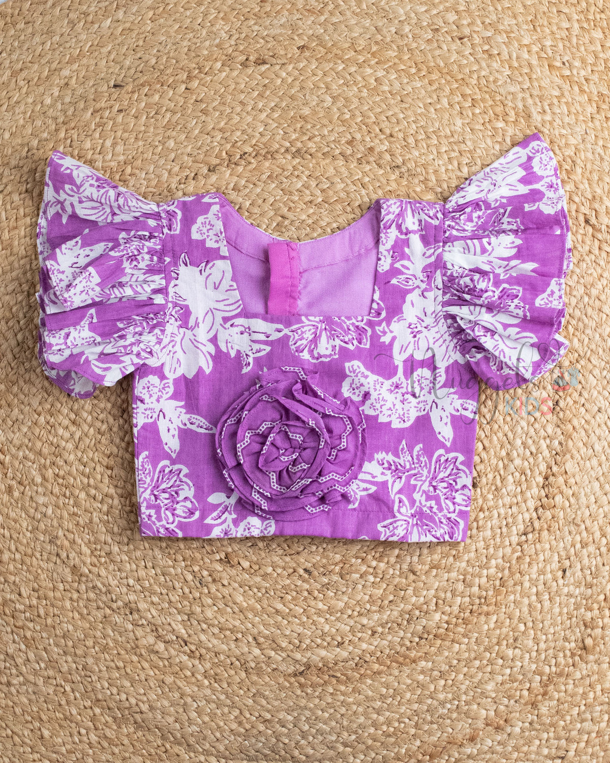 Ready to Ship: Purple and White Cambric Cotton Shorts Set