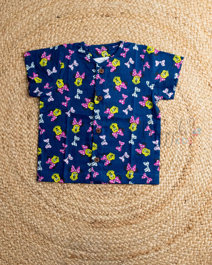 Ready to Ship: Cuddle Core Printed Jhabla and Shorts Set with Sleeves