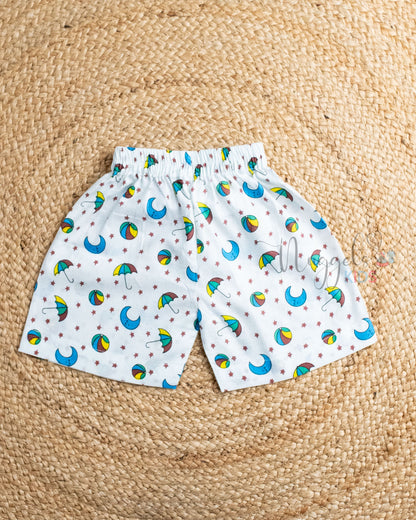 Ready to Ship: Star Swing Printed Jhabla and Shorts Set with Sleeves