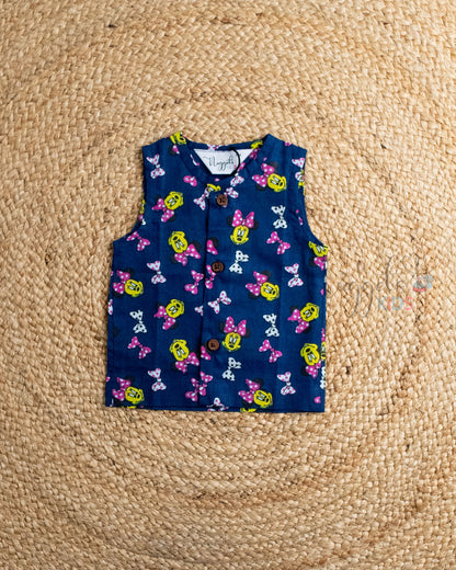 Ready to Ship: Hello Kitty Printed Pure Cotton Jhabla with Wooden Button Detailing
