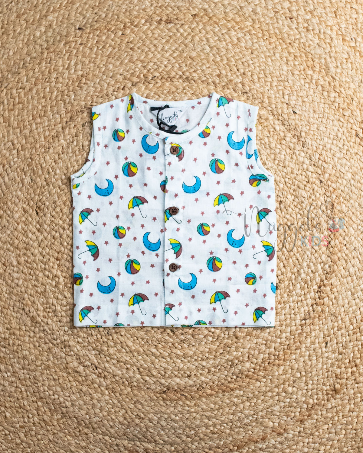 Ready to Ship: Astro Kid Printed Sleeveless Jhabla and Shorts Set
