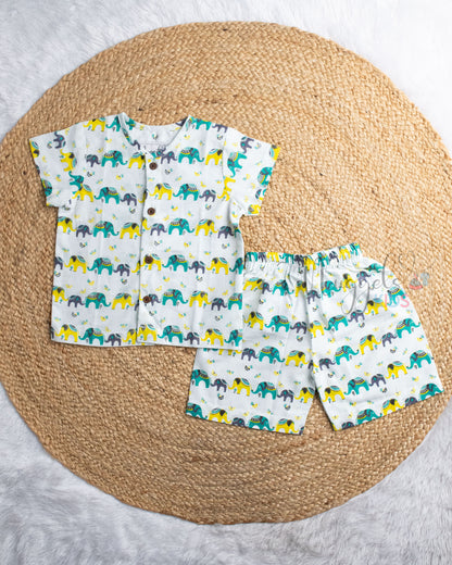 Ready to Ship: Smiley Jumbo  Printed Jhabla and Shorts Set with Sleeves