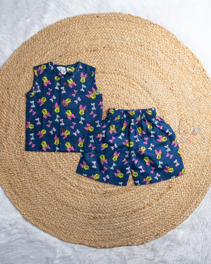 Ready to Ship: Pop Hammy Printed Sleeveless Jhabla and Shorts Set