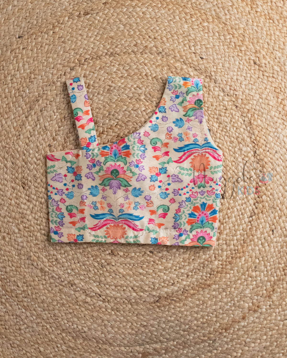 Ready to Ship: Sandal One Shoulder Embroidered Designer Crop Top