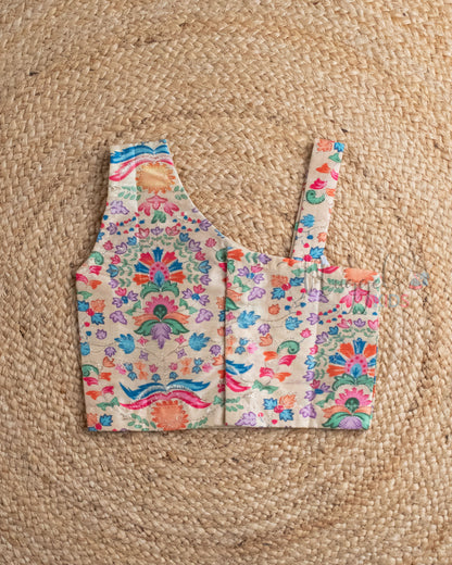 Ready to Ship: Sandal One Shoulder Embroidered Designer Crop Top
