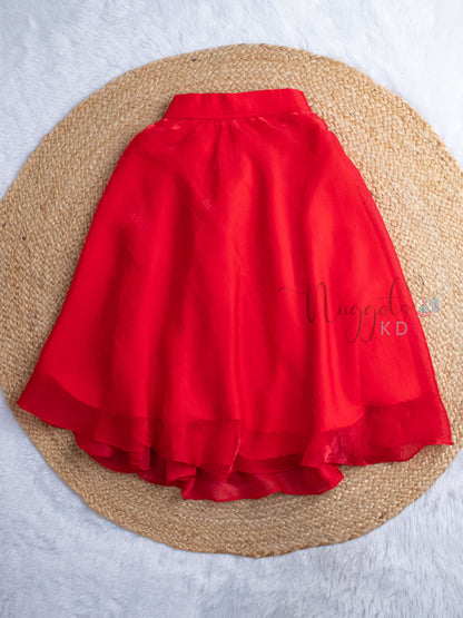 Ready to Ship: Red Space Silk Lehenga