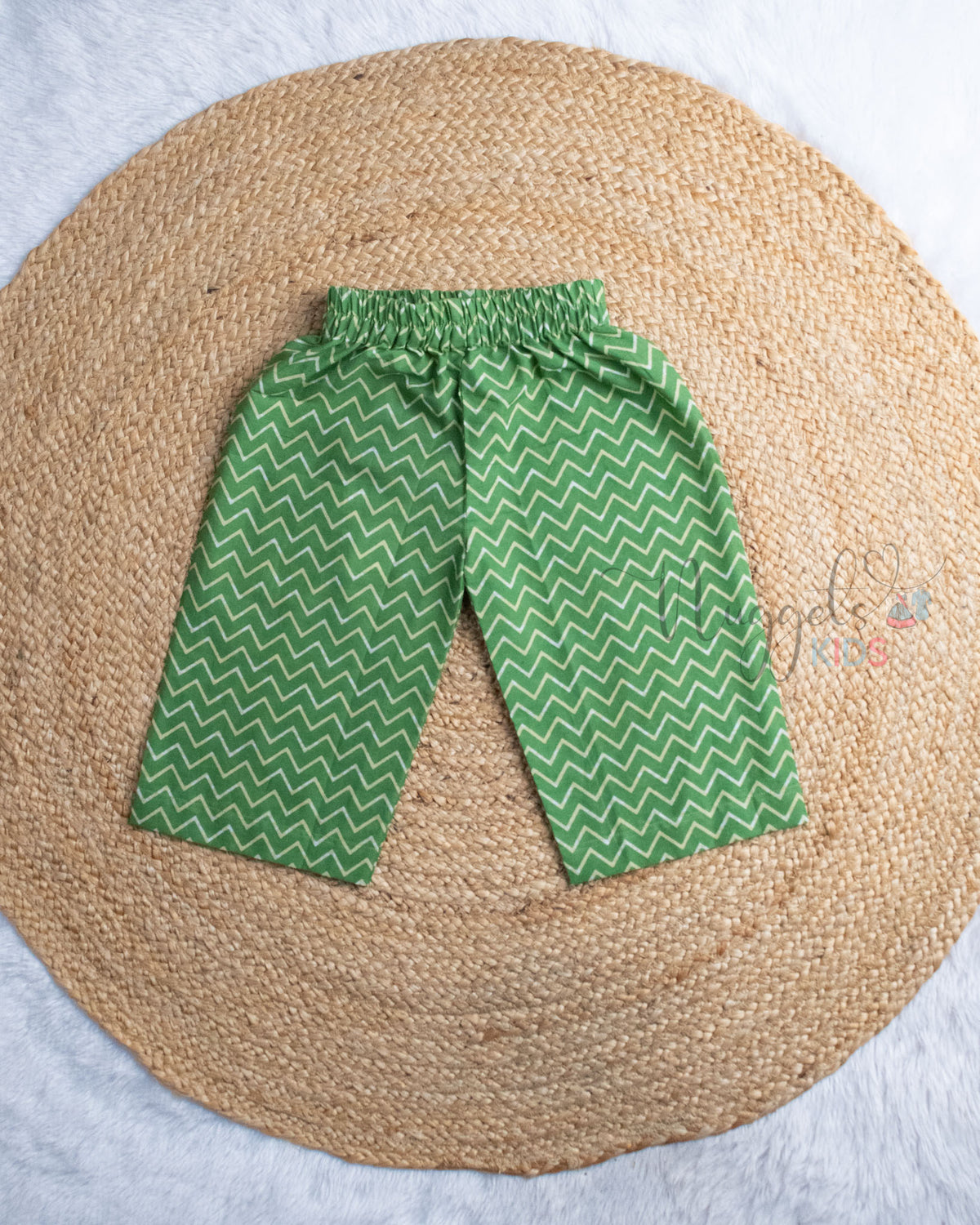 Ready to Ship: Green & Sandle Cotton Three Fourth Palazzo