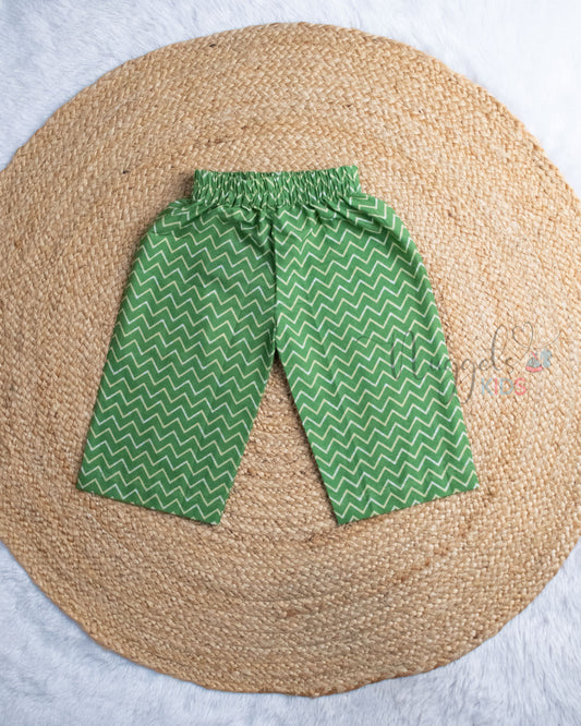 Ready to Ship: Green & Sandle Cotton Three Fourth Palazzo