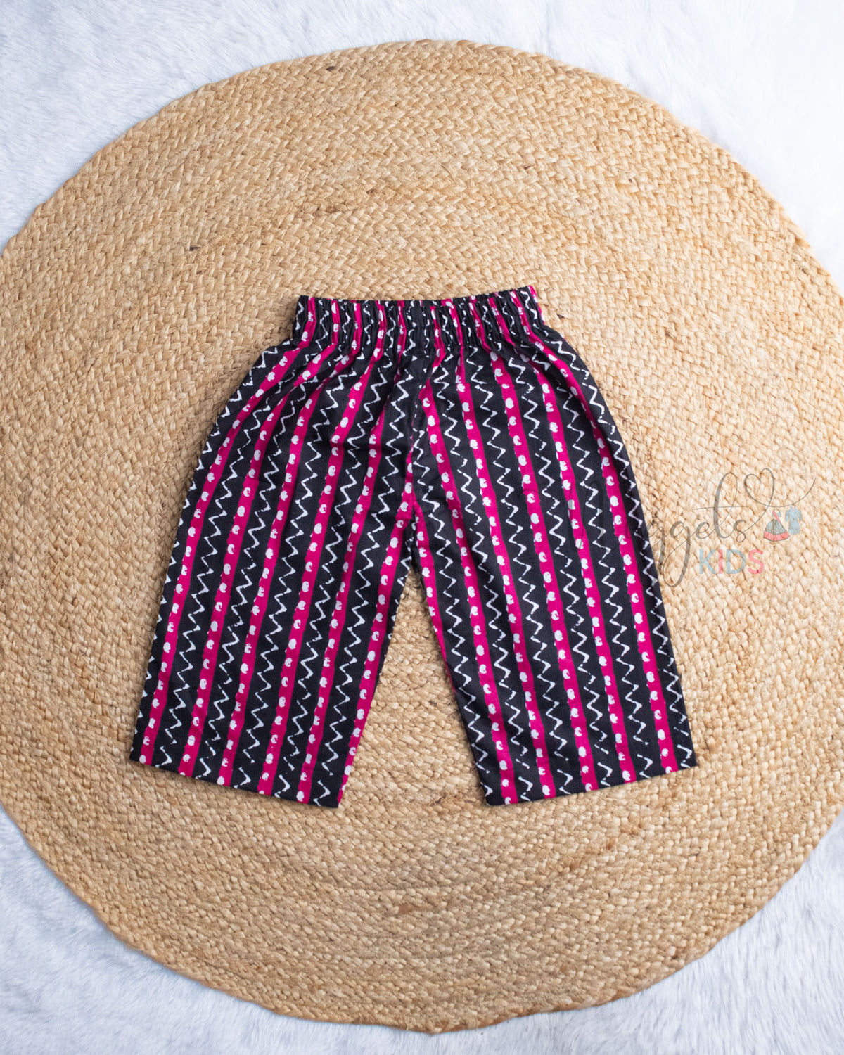 Ready to Ship: Black And Pink Cotton three fourth Palazzo