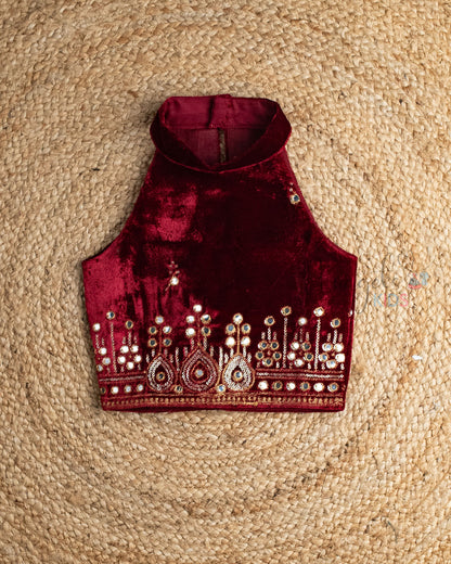Ready to Ship: Magenta Halter Neck Designer Crop Top