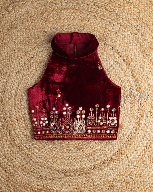 Ready to Ship: Magenta Halter Neck Designer Crop Top