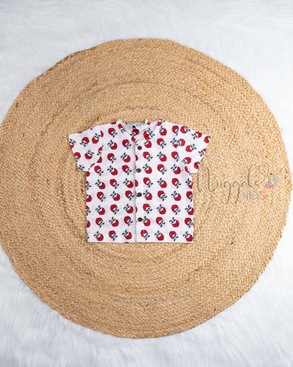 Ready to Ship: Stache Boss Printed Pure Cotton Jhabla Shirt with Wooden Button Detailing