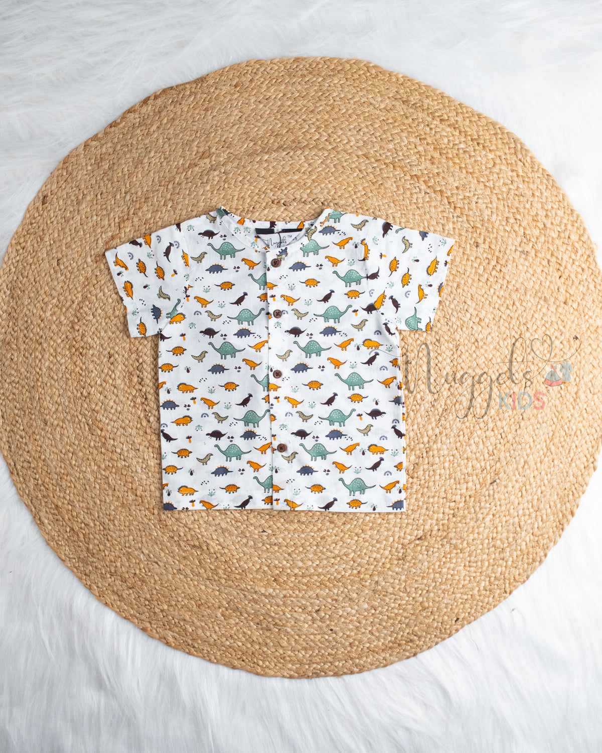 Ready to Ship: Blaze Horn Dinosaur Printed Jhabla and Shorts Set with Sleeves