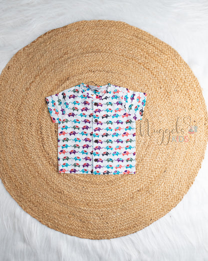 Ready to Ship: Jungle Emperor Elephant Printed Jhabla and Shorts Set with Sleeves