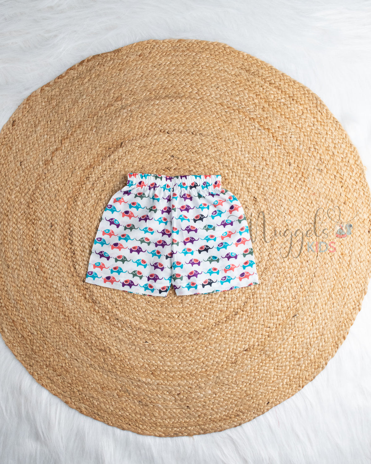 Ready to Ship: Jungle Emperor Elephant Printed Jhabla and Shorts Set with Sleeves