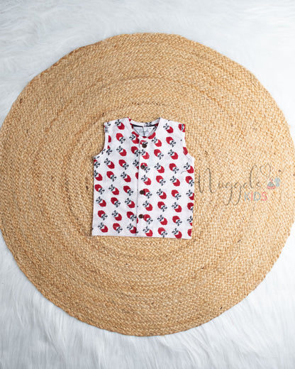 Ready to Ship: Mustache Man Printed Sleeveless Jhabla and Shorts Set