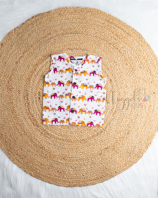 Ready to Ship: Gentle Titan Printed Sleeveless Jhabla and Shorts Set