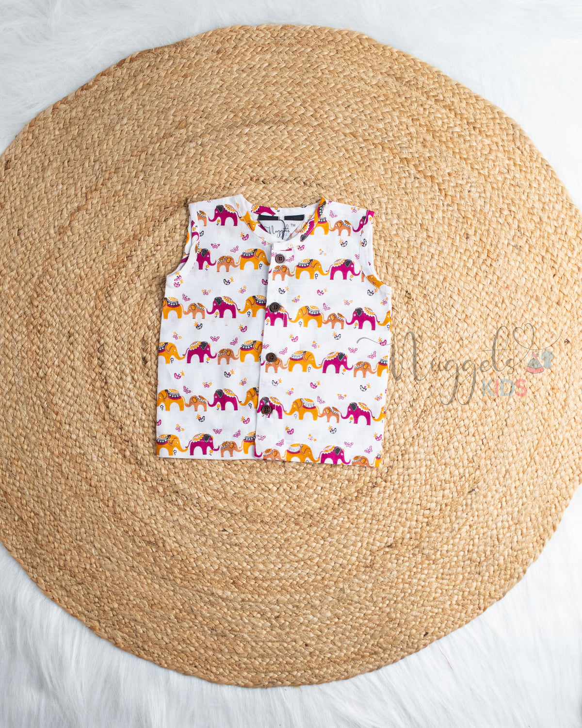 Ready to Ship: Gentle Titan Printed Sleeveless Jhabla and Shorts Set
