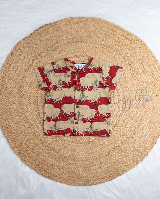 Ready to Ship: Pichwai Printed Jhabla and Shorts Set with Sleeves